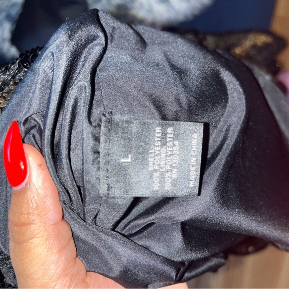 Tracee Elliss Ross Black & Gold Sequin Glow Dress - Sz L - Picture 4 of 4